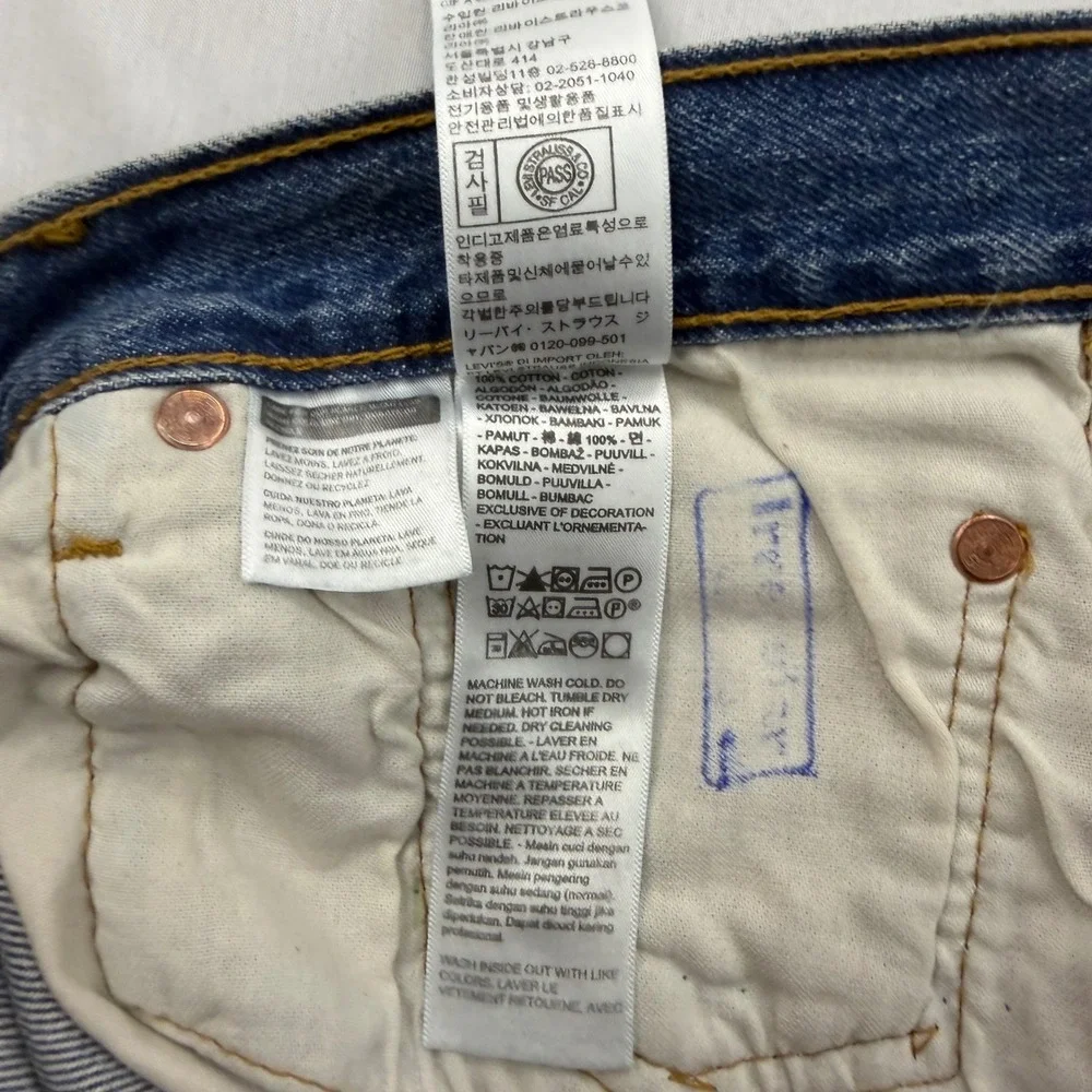 Levis 501 Original Fit Jeans Mens 40x34 Blue Denim Straight Leg Button Fly